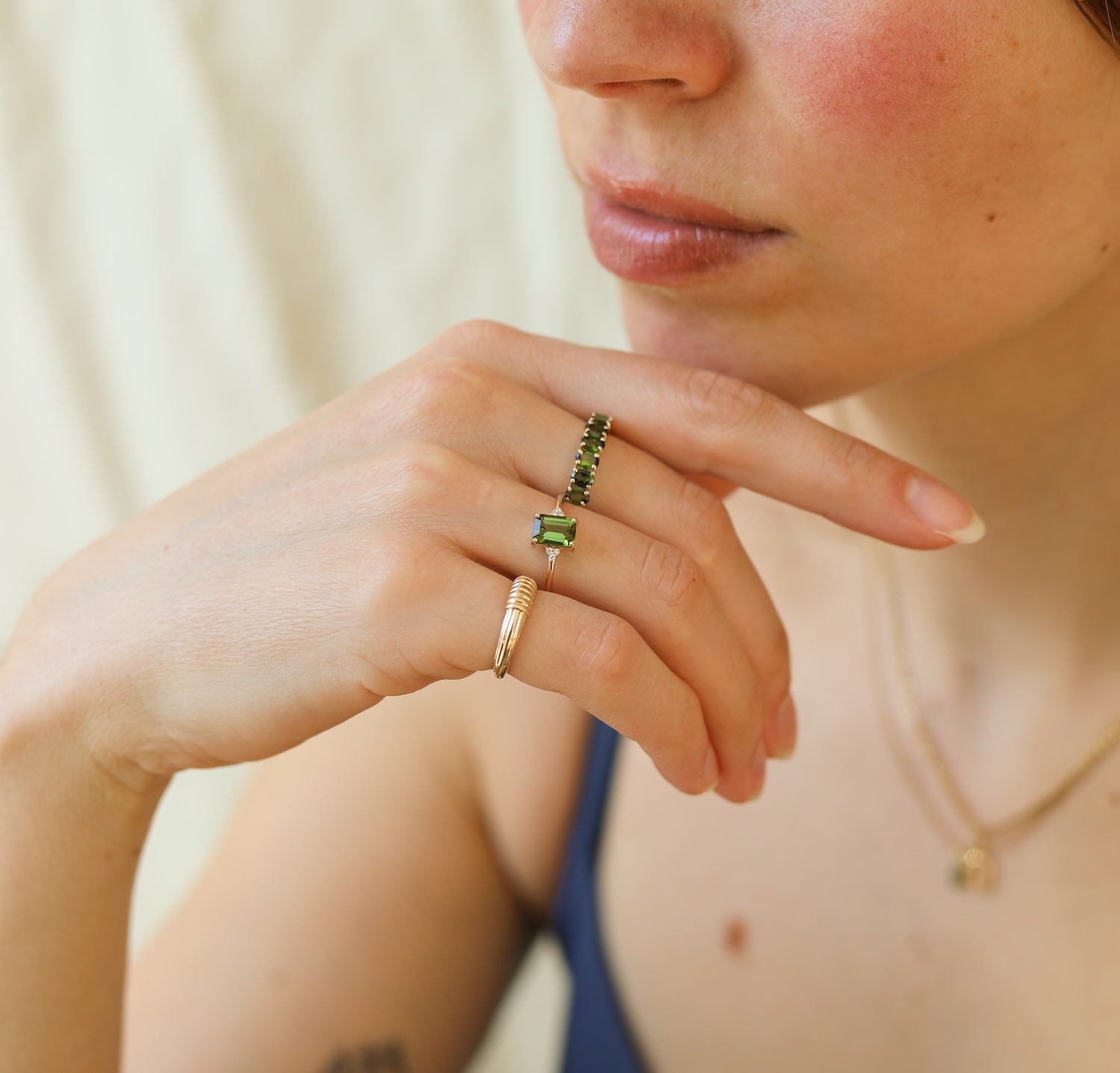 Sam Square Tourmaline Diamond ring | 9K